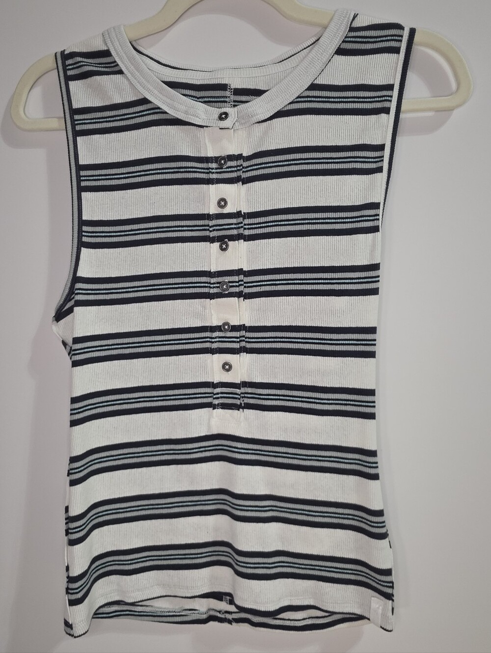 Free People We The Free Jamie Henley Tank White Combo Striped Ribbed Large NWOT